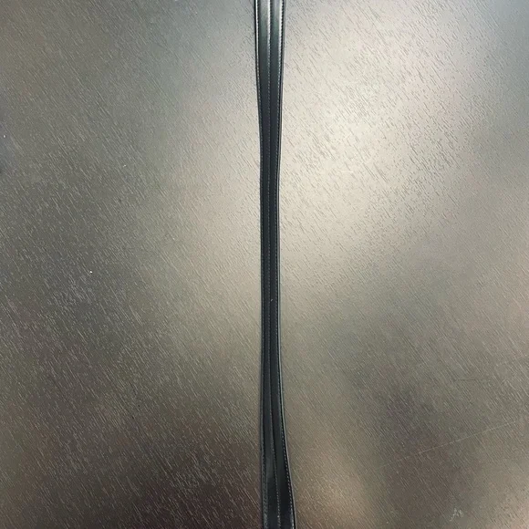 Black Leather Purse Strap with Silver Rings - Picture 2 of 5